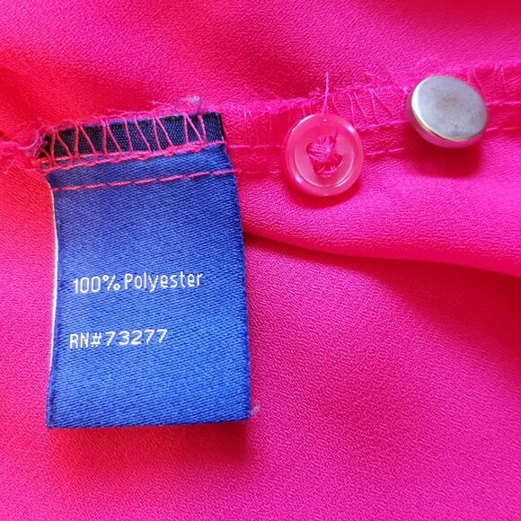 Apt 9 Hot Pink Button Up Blouse Long Roll Tab Sleeves Womens Sz XL Career Office - Picture 5 of 9